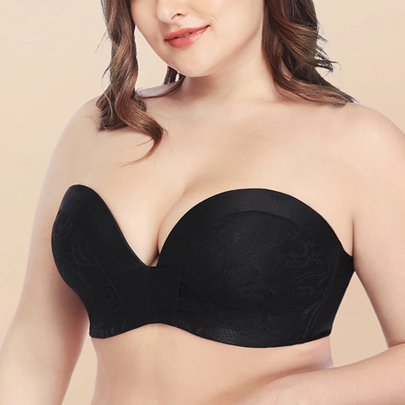 Multiway Для женщин бюстгальтер без бретелек слегка ОБИТАЯ пуш ап на полную фигуру