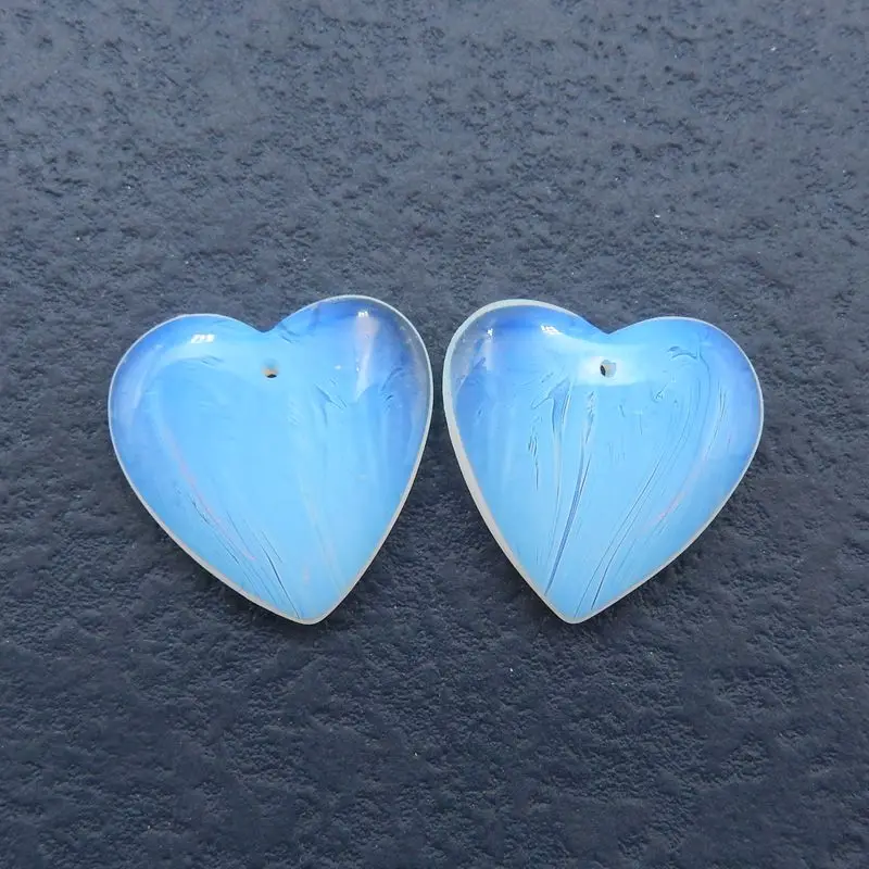 

Handmade Jewelry Opalite Heart Earrings Beads For Women DIY Making 24x4mm 7g