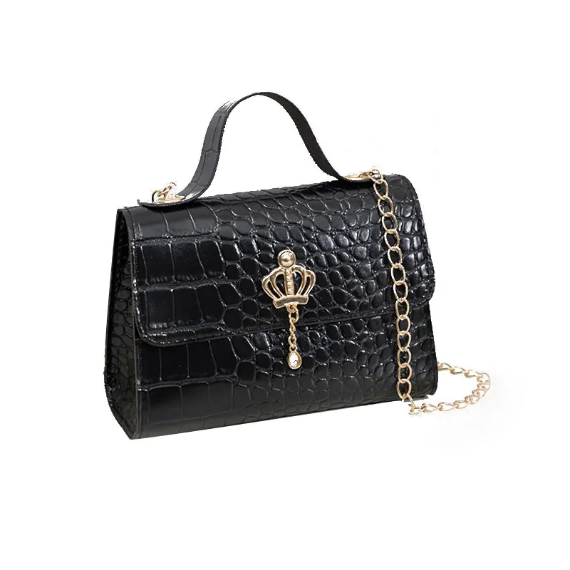 

Lady Trendy Shoulder Bag Crocodile Pattern Sling Bags Lightweight Crossbody Bag Solid Color Purse Female Pu Leather Chain Bag