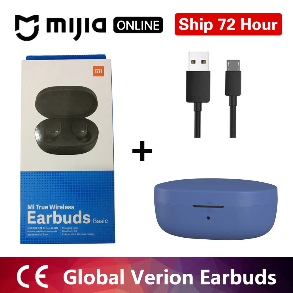 redmi sapphire case Xiaomi Redmi Airdots TWS Bluetooth наушники стерео бас BT 5,0 наушники с микрофоном свободные Наушники управление AI - Цвет: redmi sapphire case