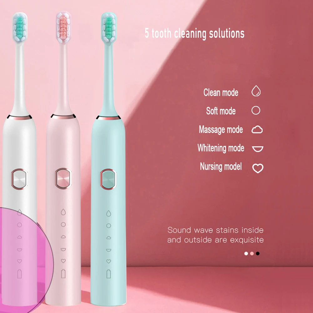 Electric Toothbrush Rechargeable USB Ultra Sonic Tooth Brush Waterproof for Adults Teeth Whitening electronic Automatic Toothbru | Бытовая