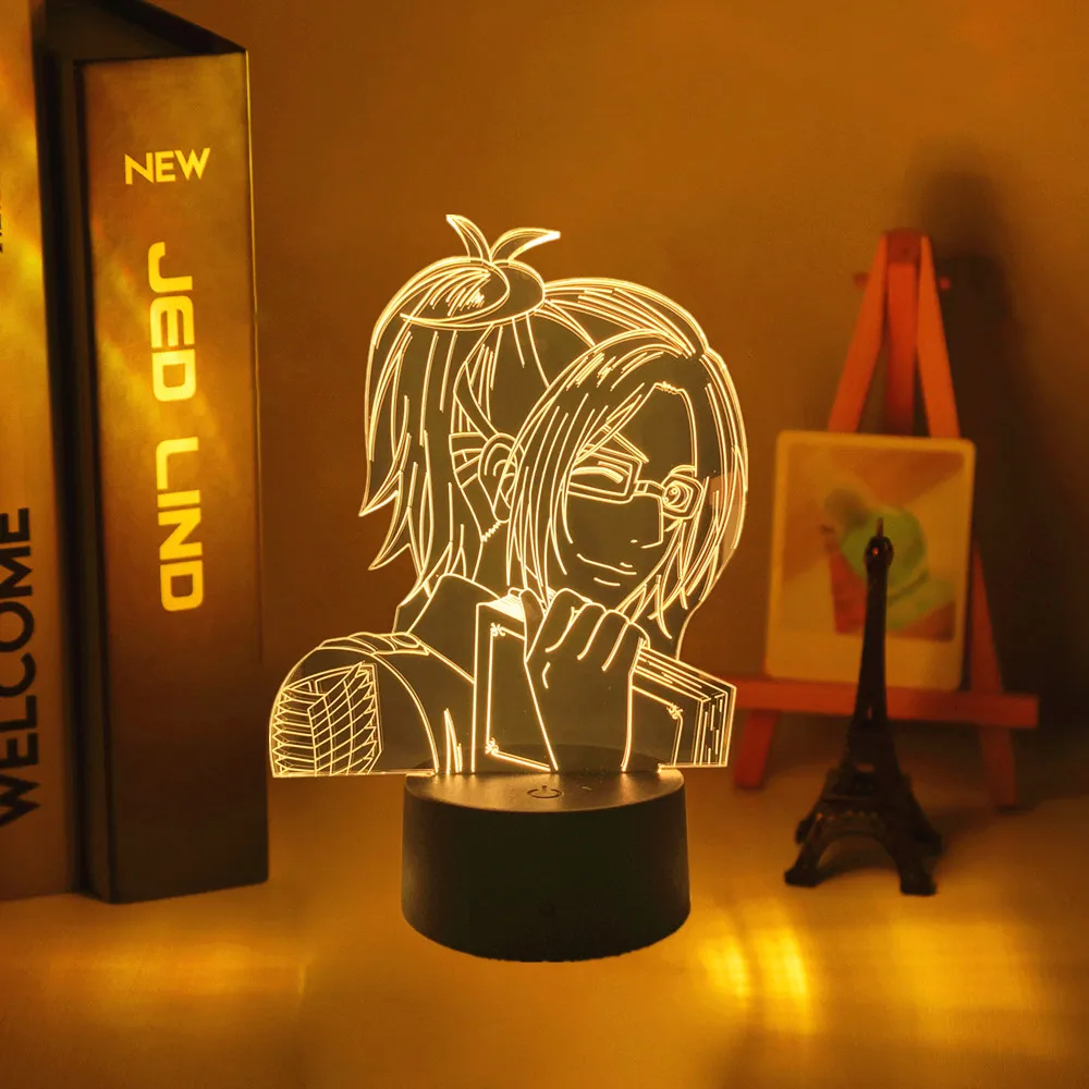 3d светильник атака на Титанов светодиодная Ночная лампа Hange Zoe для домашнего