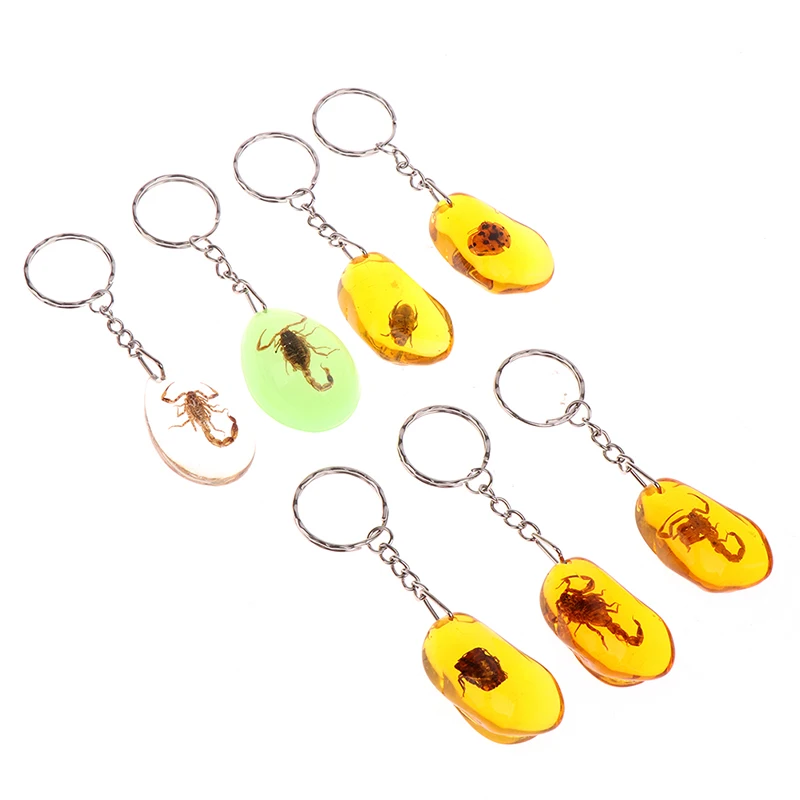 1 шт. очарование натуральный янтарь + цепочка для ключей смола насекомых