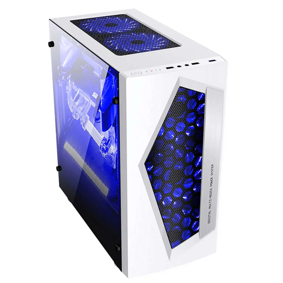 LEORY V3 ATX Computer Gaming PC Case 8 Fan Ports USB 3.0 For M-ATX/Mini ITX Motherboard Black/White 370 x 185 x 380mm