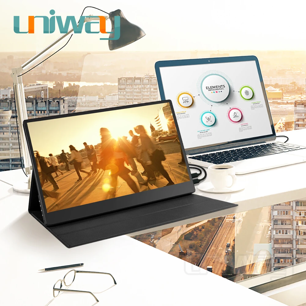 Портативный сенсорный монитор Uniway 4k hdr 15 6 hdmi type c для ноутбука компьютера телефона