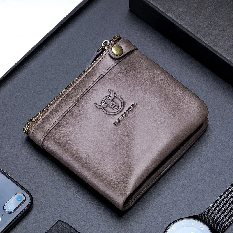 Мужской кошелек из натуральной кожи короткий для монет мягкие винтажные женские