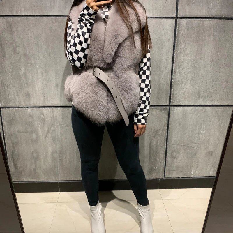 

women real natural ladies fox fur gilet