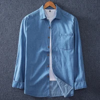 plus size 5xl 6xl 7xl 8xl mens denim shirt 100 cotton casual long sleeve jeans shirt male oversize brand clothing
