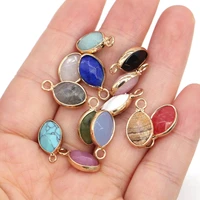 2pcs section charm natural stone faceted egg shape pendant for necklace bracelet accessories jewelry making diy size 10x16mm