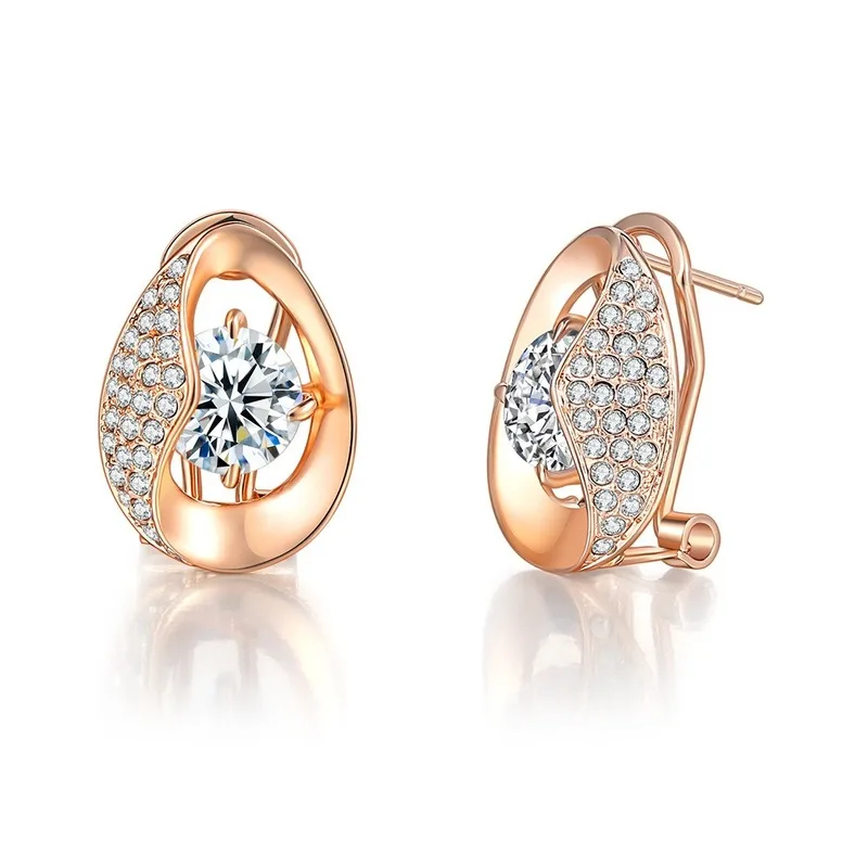 Женская модная золотая серьга серьги гвоздики в форме капли с цирконом и