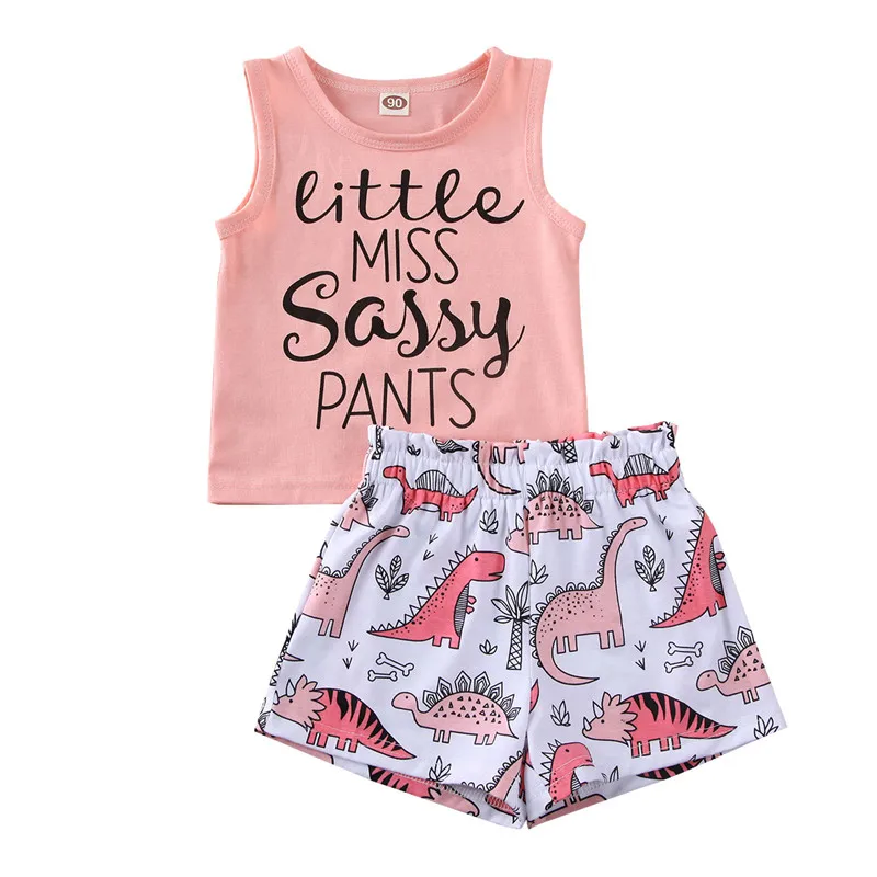 

2020 Summer Baby Clothing Newborn Kids Baby Girls Sleeveless Tank Top Animal Shorts Pants Outfits Clothes Set 1-5Y