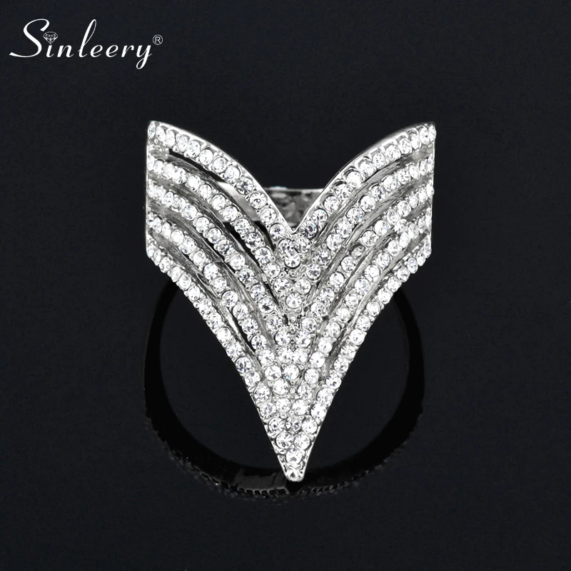 SINLEERY модные кольца на палец с микрозакрепкой из фианита серебряного цвета