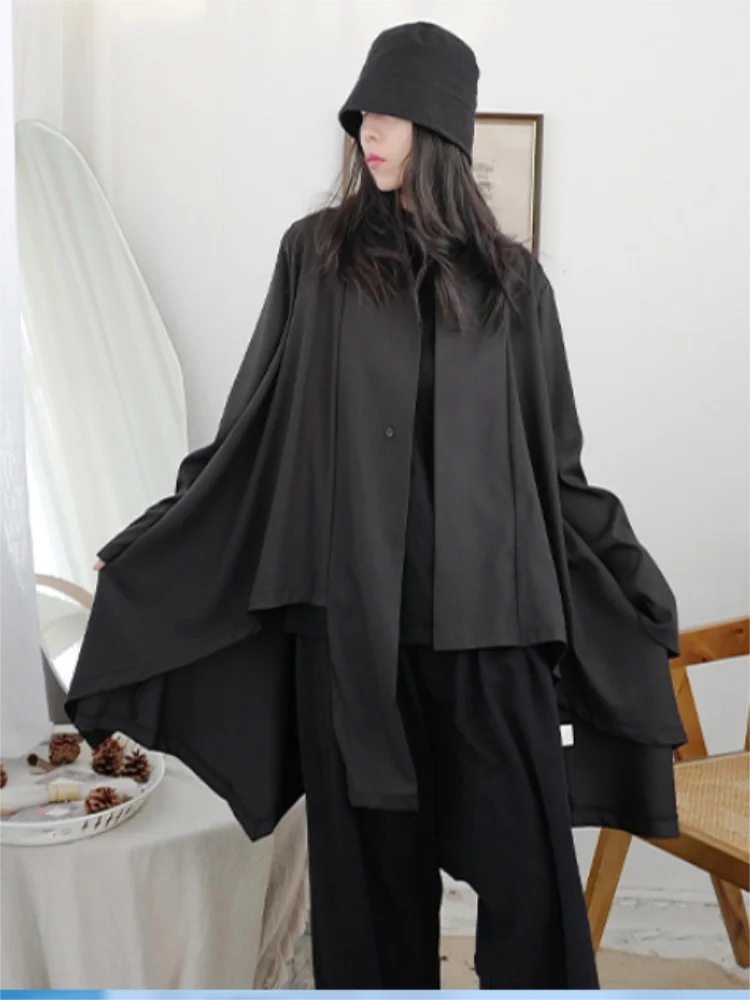 Ladies Trench Coat Spring And Autumn New Solid Color Personality Irregular Break The Conventional Avant-Garde Trench Coat