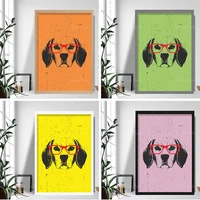 grunge style art dog print beagle sketch glasses picture poster