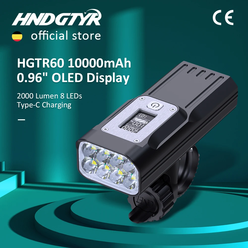 Велосипесветильник фсветильник HNDGTYR с OLED-дисплеем, 10000 мАч - изображение