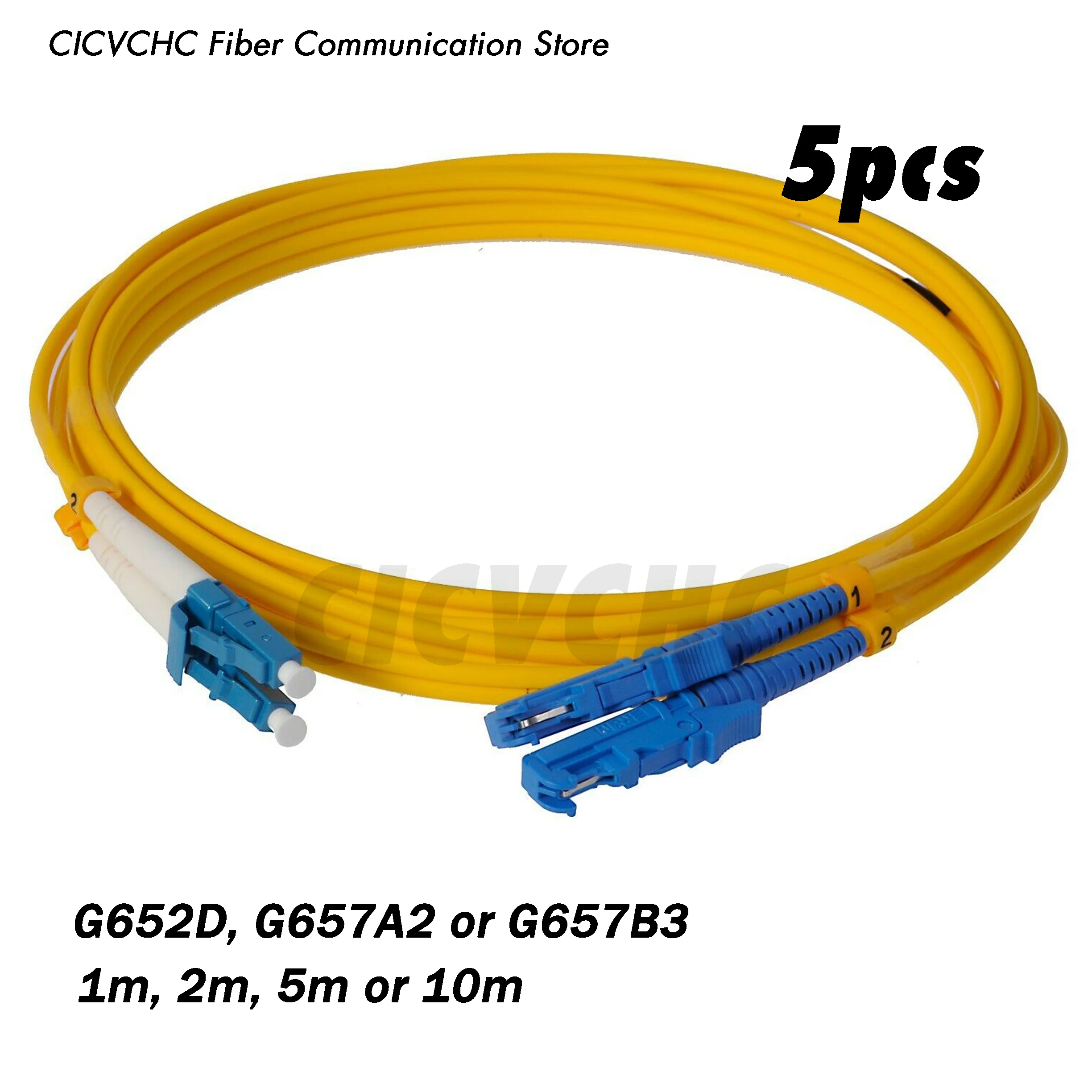 5pcs Duplex Patchcord LSH(E2000)/UPC-LC/UPC-SM-Zipcord 3.0mm Cable- 1m, 2m or 5m/ Optical fiber Jumper