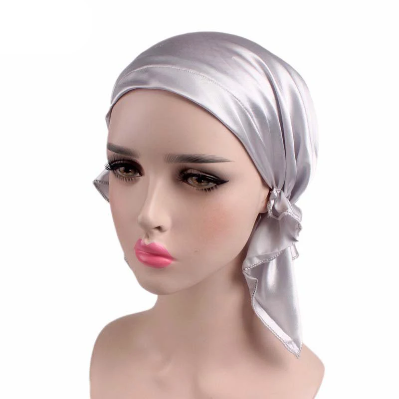 Шапка-тюрбан атласная однотонная с бантом и длинным хвостом | Тематическая