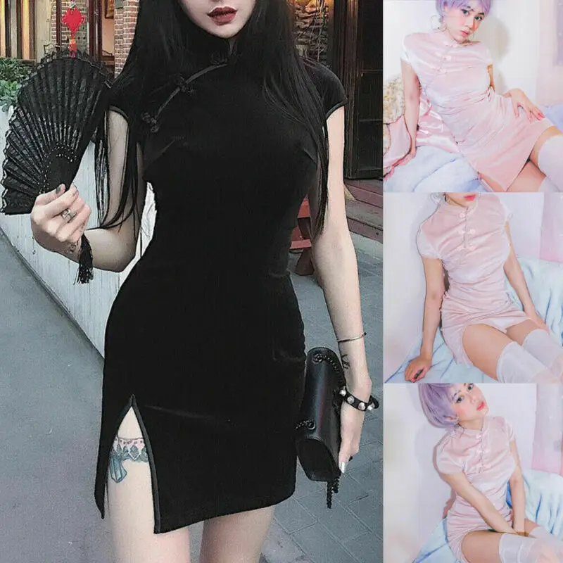 

Women's Modern Chinese Suede Cheongsam Qipao Dress Party Fancy Night Dress Club Silk Satin Dress Dragon&Phenix Size S M L XL XXL