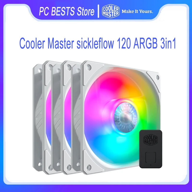 Master Sickleflow 120 Argb 3in1 White Edition 120mm 5v Pwm Quiet Cpu Cooling Computer Case Fan Addressable Rgb Controller