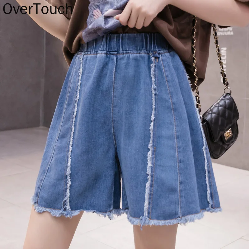 

Plus Size Women Jeans Pants High Waist Loose Denim Female Elastic Waist 2021 Summer Tassel Pants Blue New Trousers S-5XL