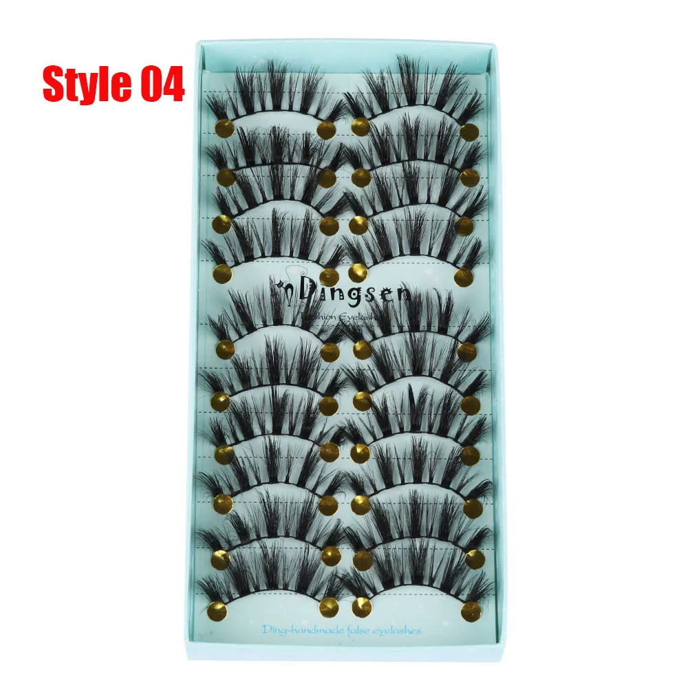 Style 04 10 пар 3D Мягкие искусственные норковые накладные ресницы натуральные грязные ресницы перекрещивающиеся пушистые ресницы инструменты для макияжа глаз - Цвет: Style 04