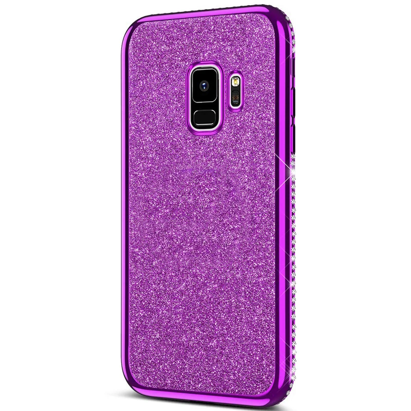 Перстень, украшенный бриллиантами чехол для samsung Galaxy J6 A6 A7 A8 плюс A5 A10 A20 A30 A40 A50 A70 M20 A20E мягкий блестящий чехол - Цвет: Purple