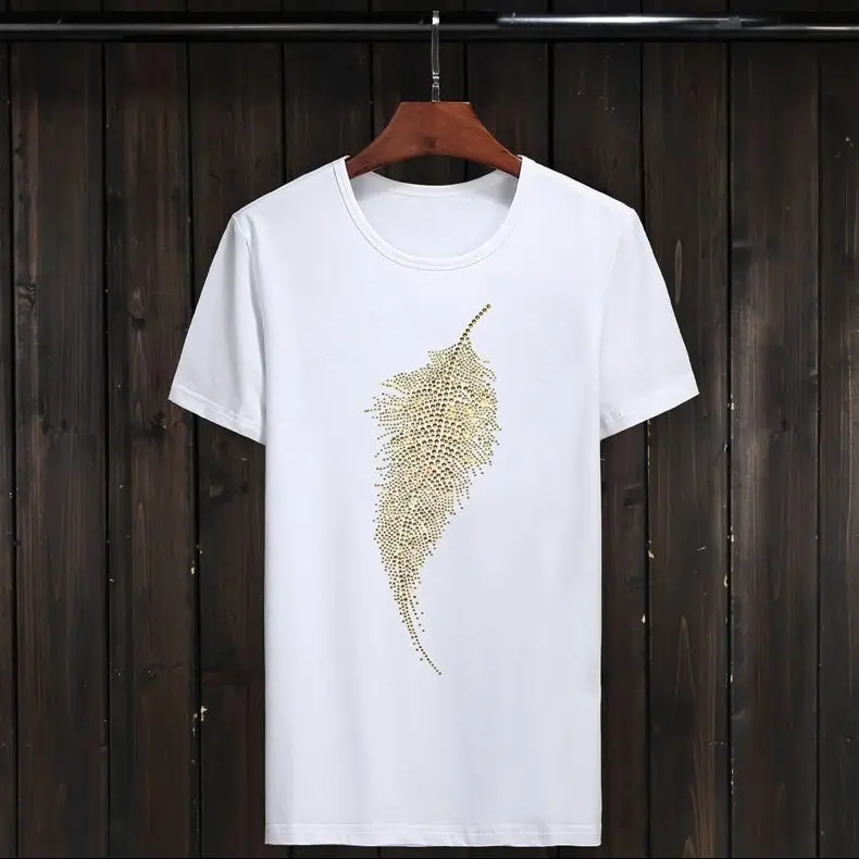 

Large size 7XL Rhinestones T Shirts Men Summer Clothes Short Sleeve Man Streetwear O Neck T shirts High quality