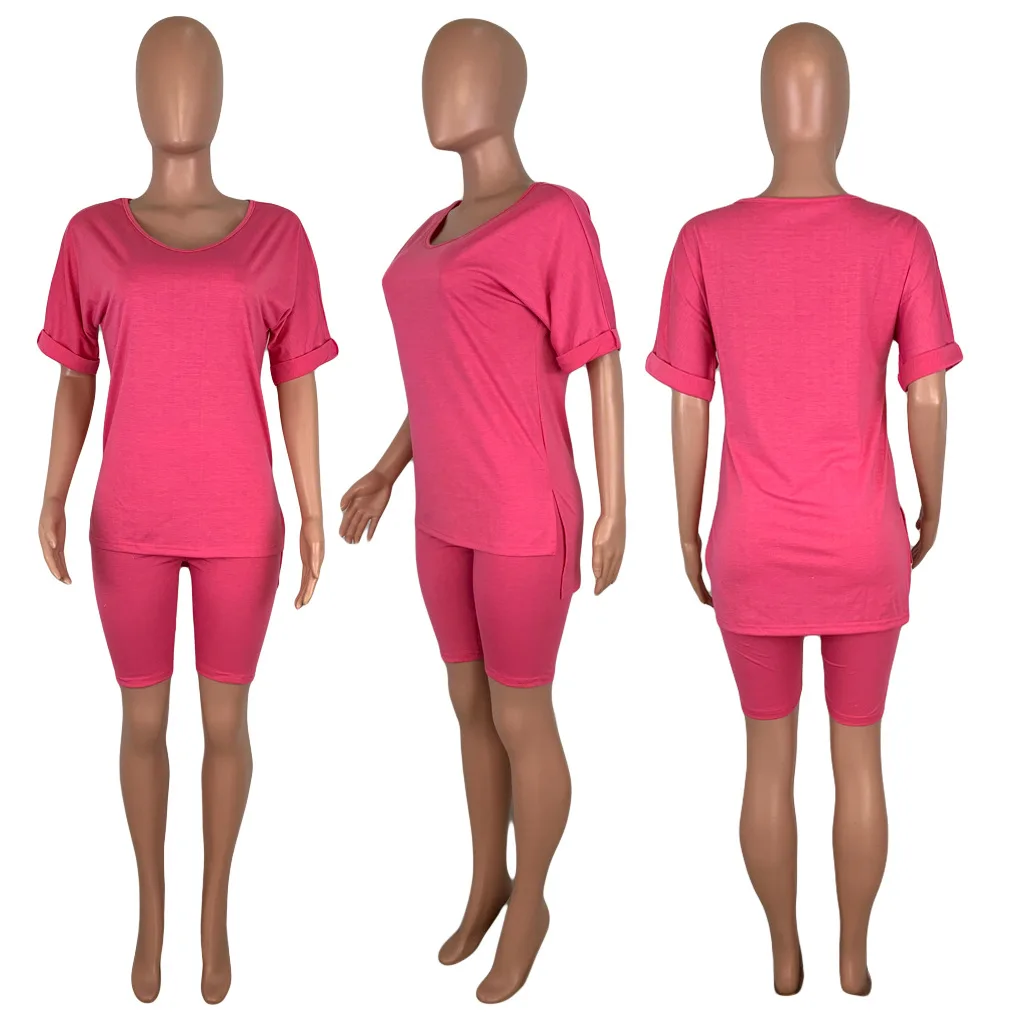 

HAOOHU Women Sets Summer Tracksuits Leisure Wear T-Shirts+Shorts Suit Two Piece Set Club Party Sportswear Street 2 Pcs Outfits