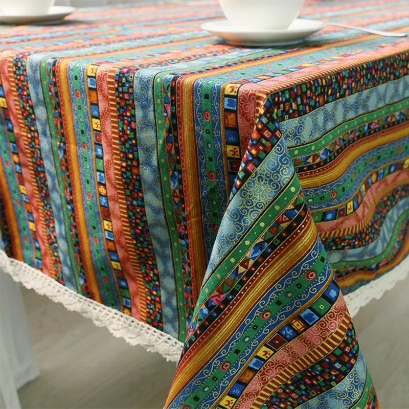 Классическая красная льняная хлопковая скатерть прямоугольные Разноцветные