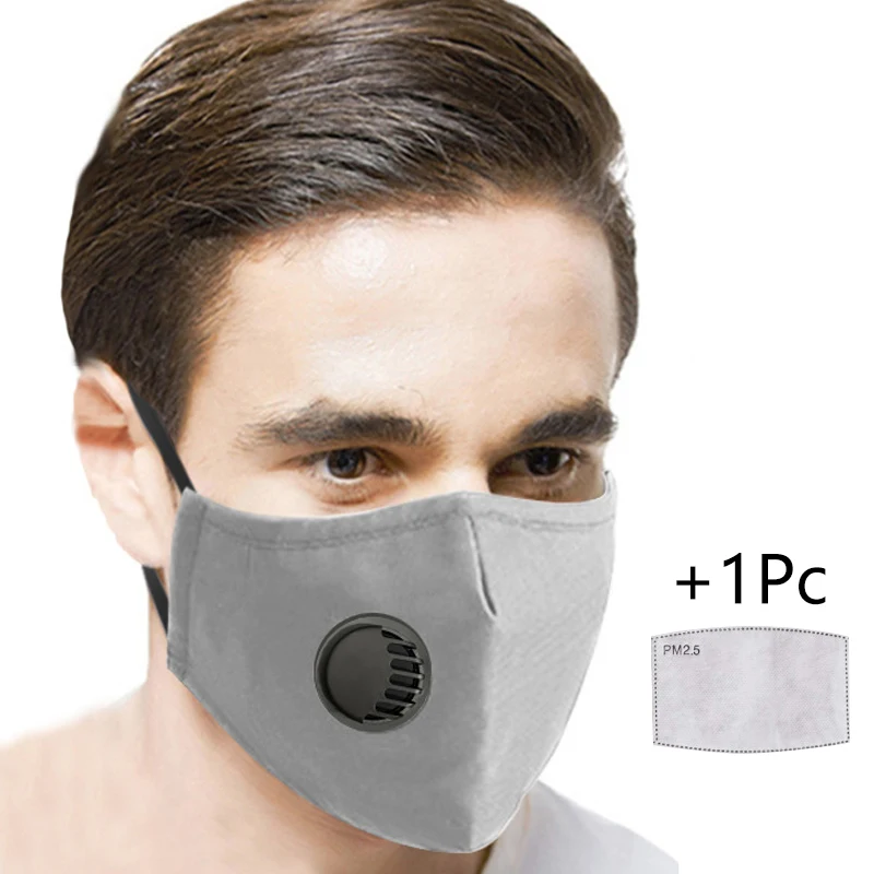 1 шт. Модный хлопковый дыхательный клапан унисекс PM2.5 маска для рта от пыли