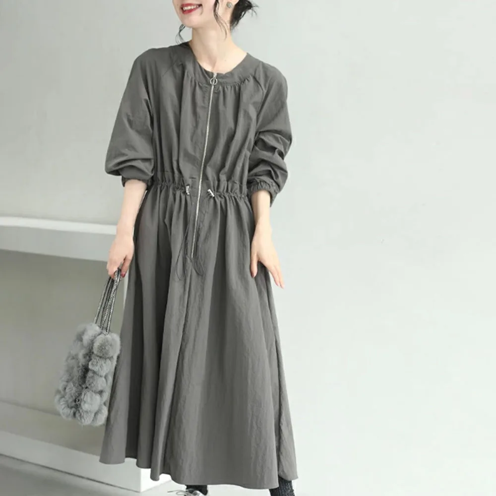 

Dress Japanese Style Women 2021 New Younger College O-neck Corset Dress Loose Leisure Long Sleeve Solid Dresses For Women