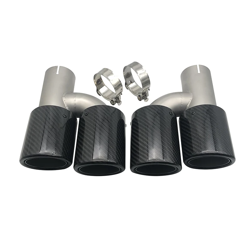 

car Exhaust pipe tail nozzle h-shaped double nozzle carbon fiber twill sandblasting 4 tail throat silencer