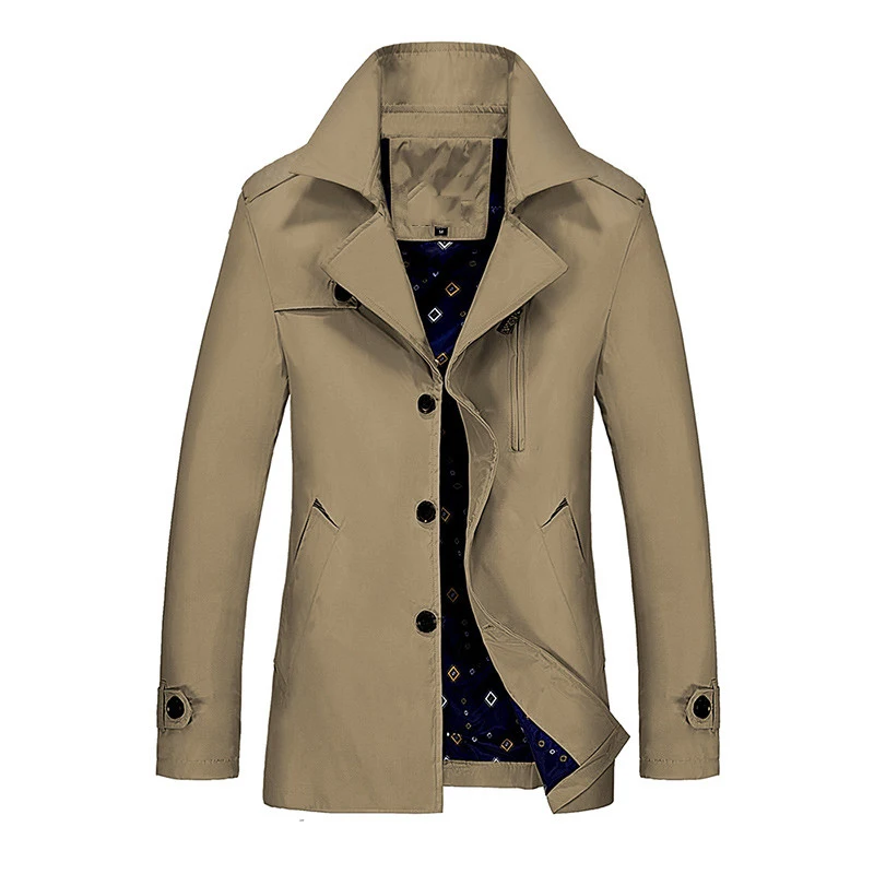 785 khaki 12 цветов, Мужская Весенняя осенняя куртка, Длинная ветровка, качественный Военный Приталенный Тренч, пальто, мужская хлопковая верхняя одежда - Цвет: 785 khaki