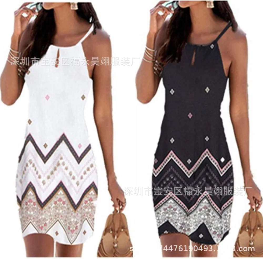 

Printed Women's Mini Dress Summer 2021 New Suspender Sleeveless Sexy Dress