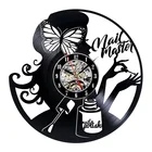 Настенные часы с виниловой пластиной для маникюрного салона