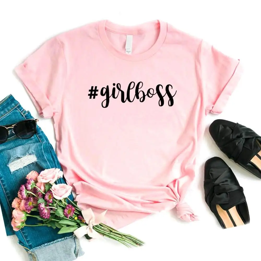 # Girlboss печати для женщин футболки хлопок повседневное забавная Футболка леди