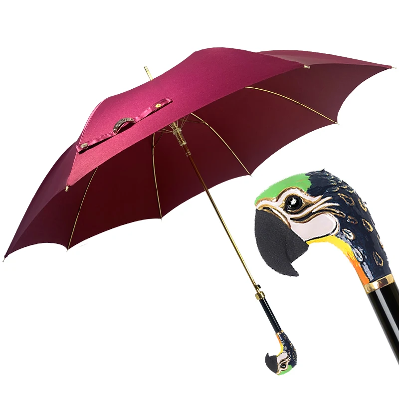 Красный зонт с длинной ручкой роскошный ветрозащитный металлический в виде