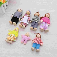 7pcs wooden dolls pretend play set dolls family for children kids figure mini house gift