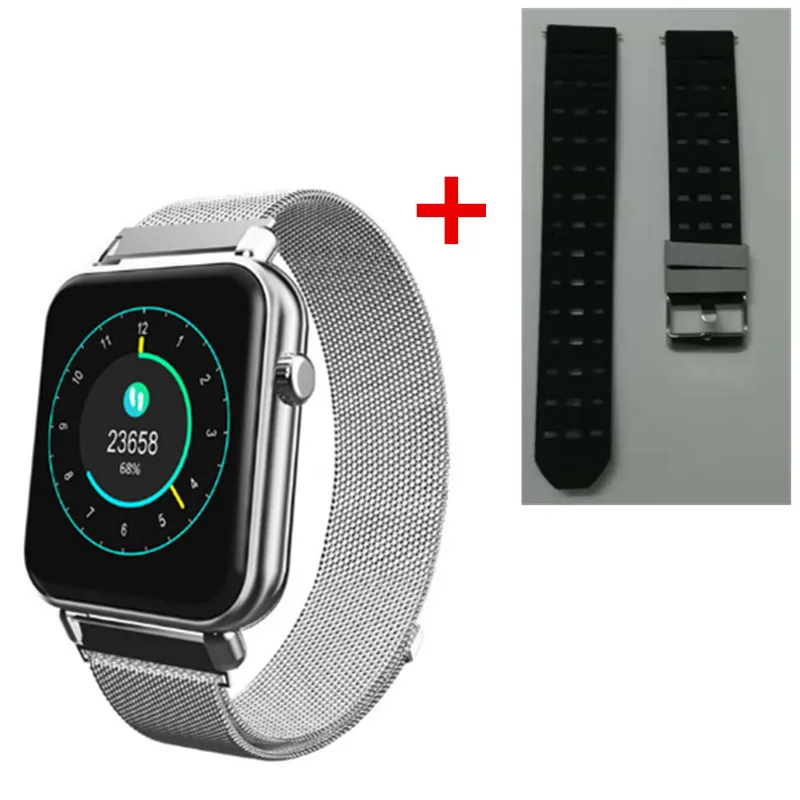 Y6 Pro smart watch обувь для мужчин и женщин смарт-браслет сердечного ритма и приборы для измерения артериального давления мониторинга фитнес трекер IOS Android Смарт-часы - Цвет: Silver and Strap