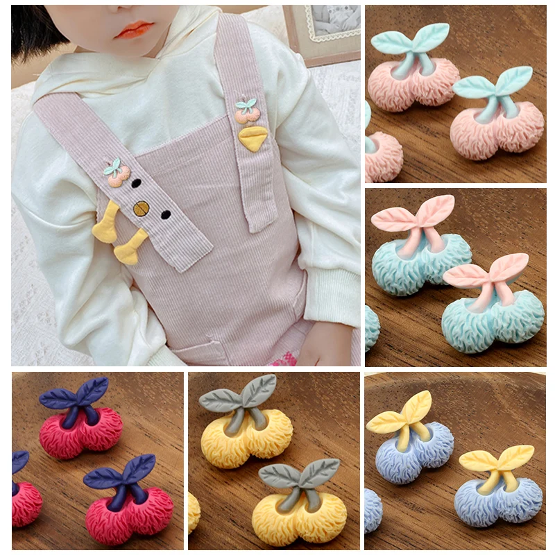 6pcs Kids Cherry Rabbit Buttons for Children Clothing Baby Decorative Needlework Sewing Cute Diy Girl Resin Button Accessories