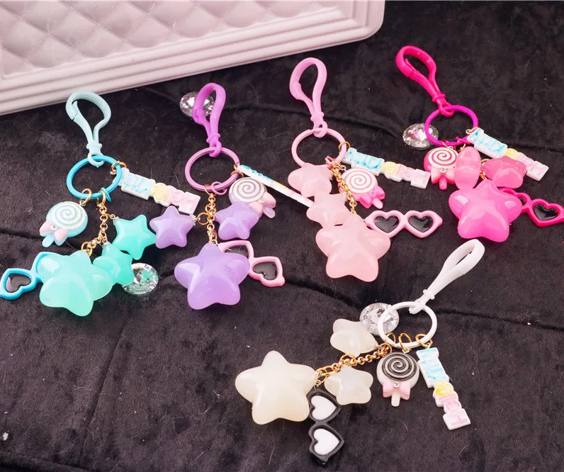 Желе Цвет акриловый брелок звезда с принтом леденца стеклянный подвесной милый