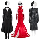 2021 фильм Cruella -Cruella de Vil маска для косплея парик для Леди Хэллоуин Карнавал Высокое качество набор Размер XXS-3XL