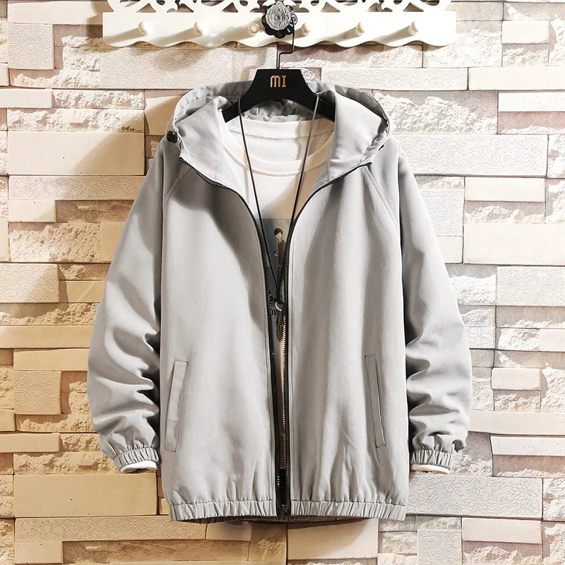 

#2414 Long Sleeve Black Jacket Male Plus Size 5XL Long Sleeve Hooded Jackets Coats Men Loose Spring Autumn Big Size Coat Man Top