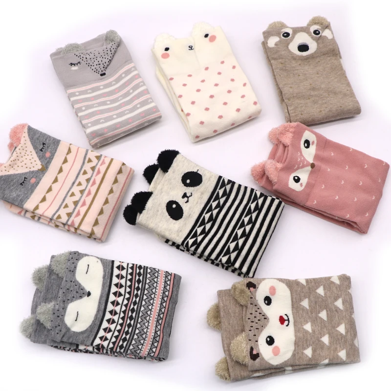 

2Pair Fashion Cartoon Animal Socks Cute Funny Women Girls Christmas Socks Autumn Winter Warm Cotton Striped Art 3D Socks