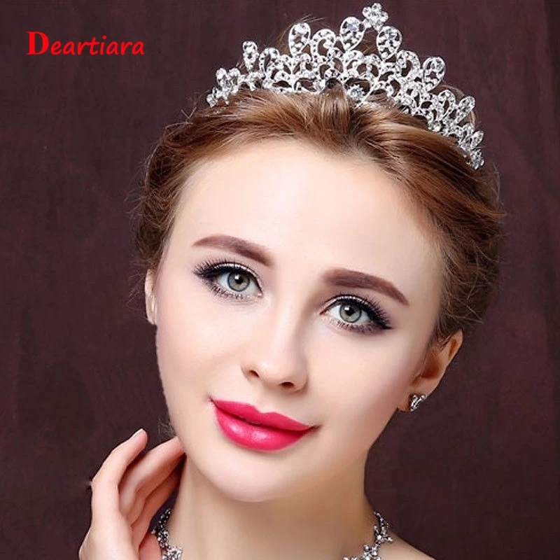 Свадебные ювелирные наборы Стразы Корона тиары ожерелье серьги набор для