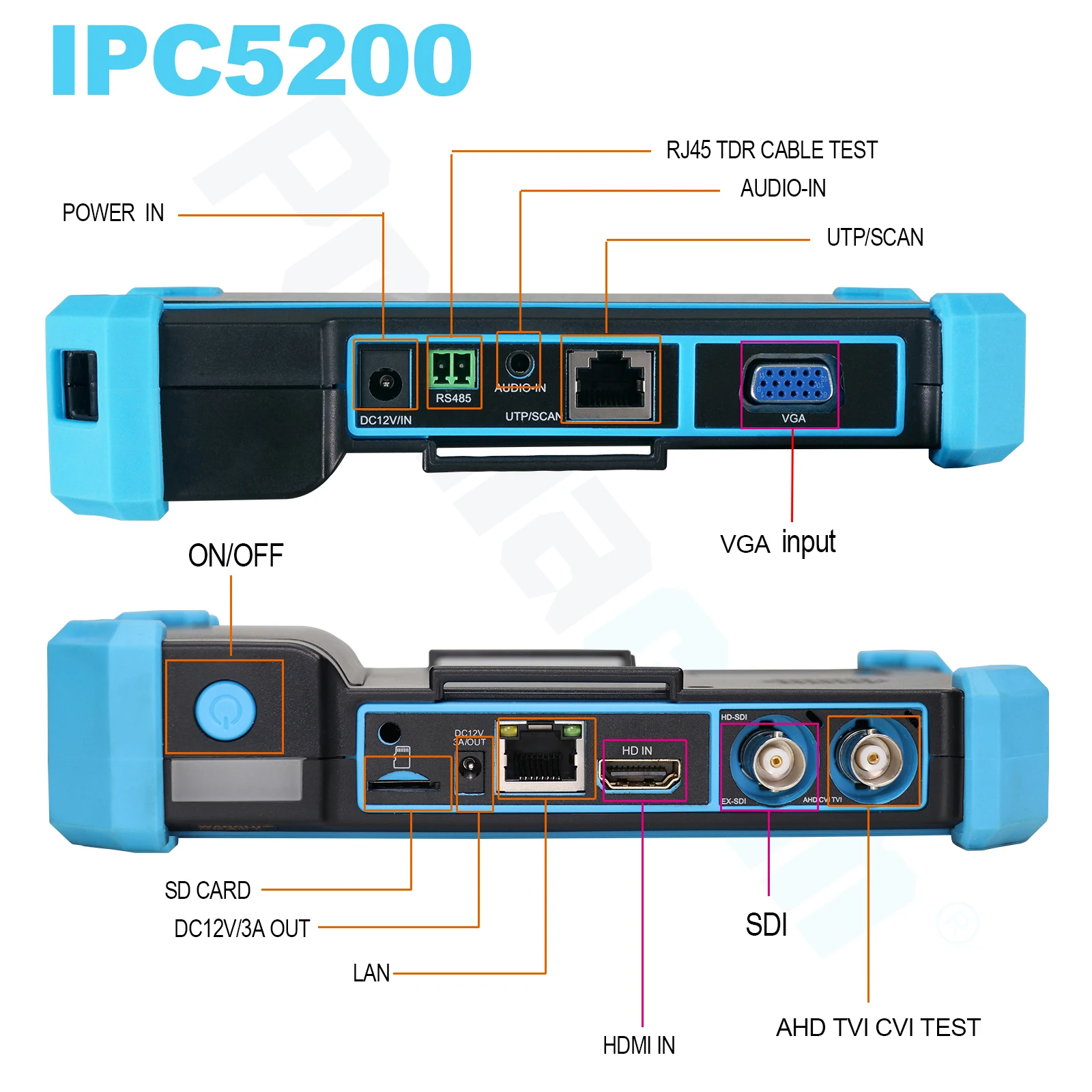 5 дюймов Cctv Камера Тесты er монитор 8mp Ahd Tvi Cvi IPC Поддержка Ip Rj45 Tdr кабель