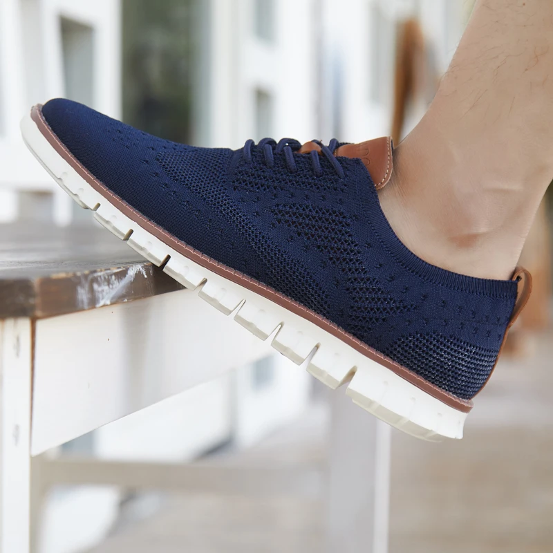 Мужская обувь на шнуровке легкие дышащие сетчатые туфли в британском стиле