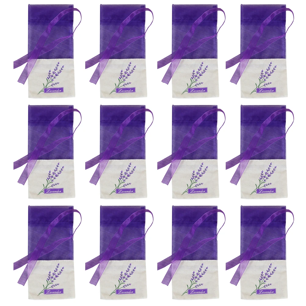 

12Pcs Empty Natural Lavender Bud Dry Flower Fragrance Bag Fragrance Scented Fresh Wardrobe, Shoe Cabinet, Car Air Refresh A50