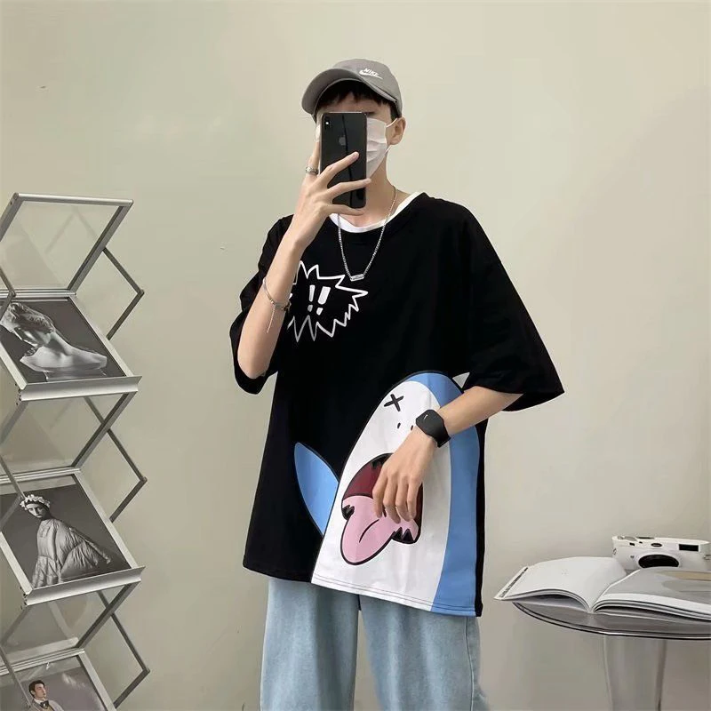 Футболка Мужская/женская с мультяшным аниме принтом оверсайз|Мужские футболки| |