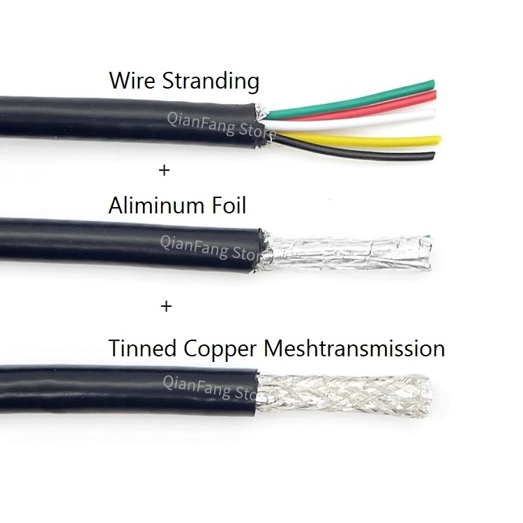 2 м экранированный провод кабель 26AWG 24AWG 22AWG канал аудио линия 3 4 5 6 8 ядер медный